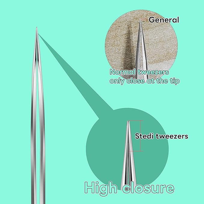 stedi 2PCS Precision Tweezers Set, Model Hobby Making Tools,Ultra-Precision Premium Stainless Steel Tweezers for Gundam, Scale Military Model, 3D Resin Parts, Industrial Tweezers