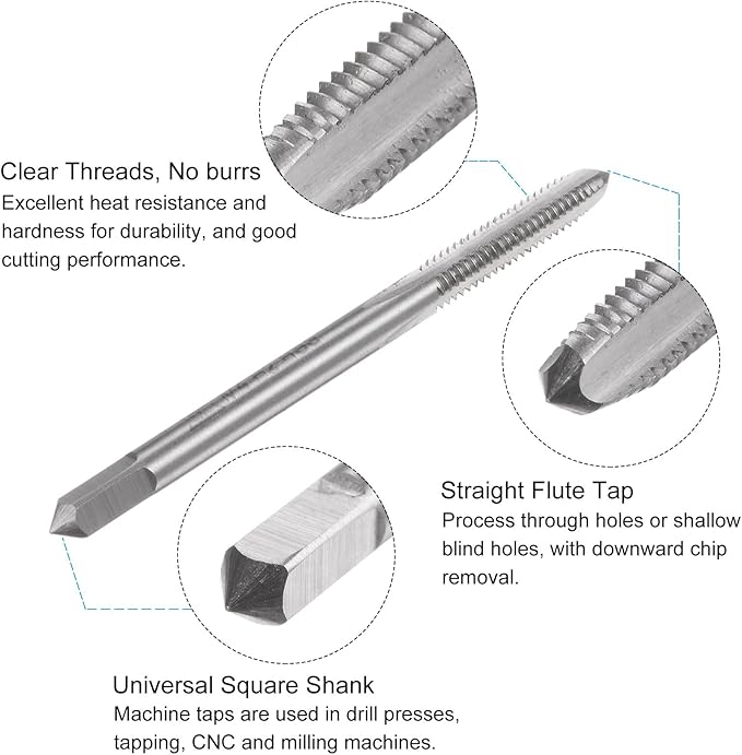 uxcell Metric Tap and Drill Bit Set, M4 x 0.7 Thread Tap & 3.3mm Black Oxide Twist Drill Bit, Straight Flute Tap Tapping Threading Repair Tool Kit