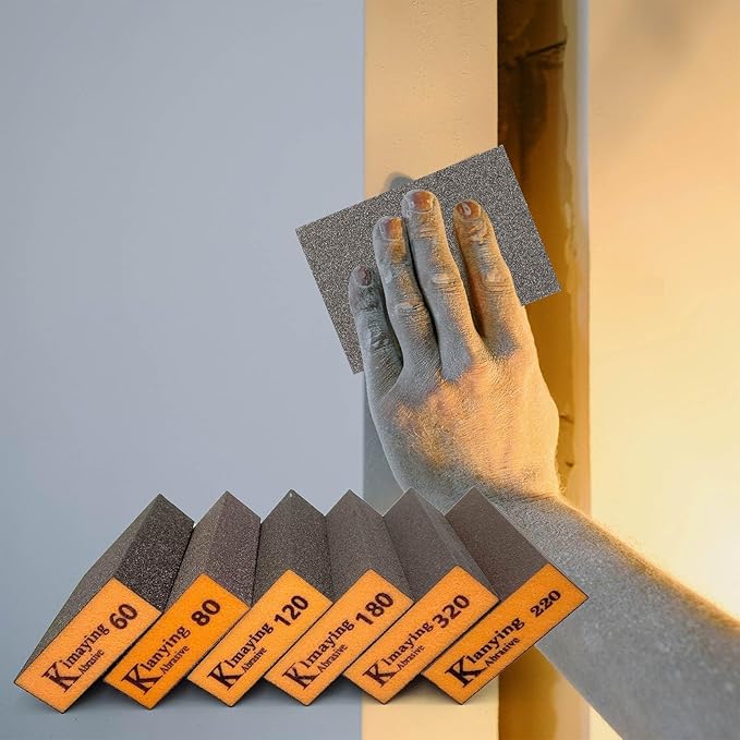 Sanding Sponge, 60-320 Grit Assortment Sanding Block, Wet and Dry Dual-use Sander Sponges for Drywall Metal, Sandpaper Sponge for Wood, Washable and Reusable, 20 Pack