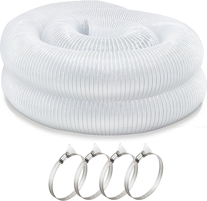JUYO VONSAN 3 inch Dust Collection Hose 30ft 3??Flex Heavy Duty Clear PVC Debris Dust Collector Hose With Clamps (3'' X 30ft)