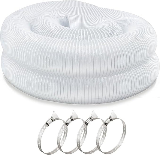 JUYO VONSAN 3 inch Dust Collection Hose 30ft 3??Flex Heavy Duty Clear PVC Debris Dust Collector Hose With Clamps (3'' X 30ft)