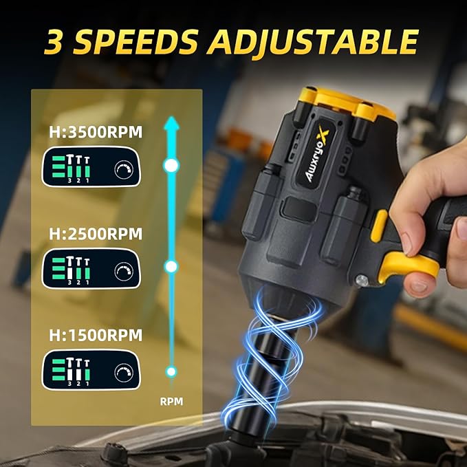 1500Nm Cordless Impact Wrench, 1107ft-lbs Brushless Impact Gun with 2x4.0Ah Battery,1/2" 20V High Torque Pistola De Impacto with 6 Socket & Extension Rod, Electric Taladros for Truck/Car/Mower
