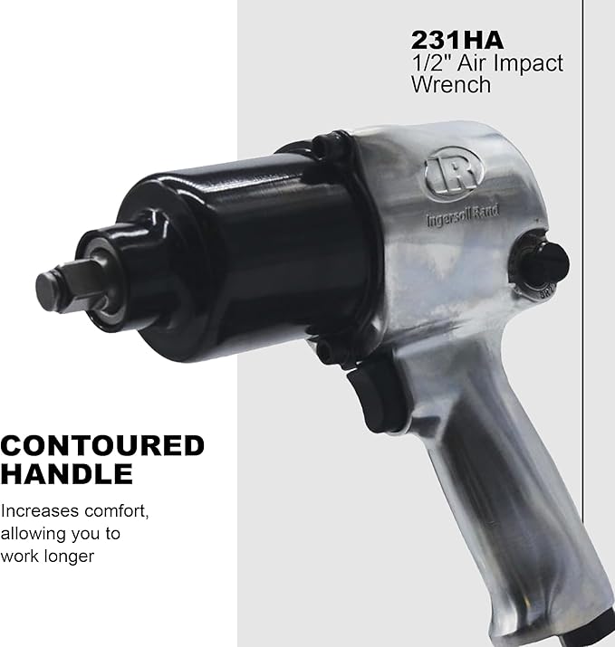 Ingersoll Rand Ingersoll-Rand 231HA 1/2" Drive Air Impact Wrench, Super Duty, 590 ft-lbs Max Torque Output, 8000 RPM, Adjustable Power Control, Pressure Fed Lubrication System