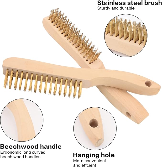 Wire Brush,2 Pcs 10 Inch Stainless Steel Wire Scratch Brush for Cleaning Removing Slag and Rust Removal (2 Pcs Stainless Steel Brush)
