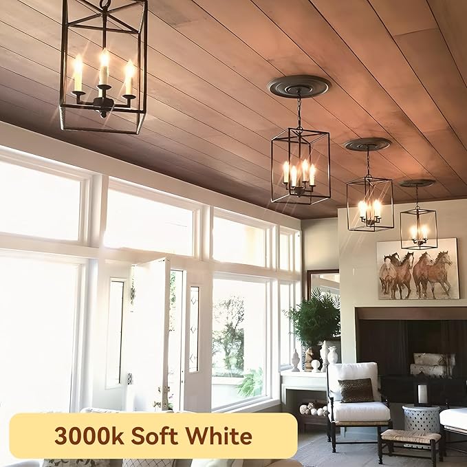 TJOY LED Candelabra Bulbs Dimmable, 60W Equivalent Chandelier Light Bulb, E12 Small Base, 4.5W 3000K Soft White, B11 Vintage Filament Clear Glass Candle Light for Ceiling Fan Chandeliers, 12Pack