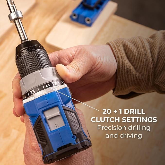 Kreg Ionic Drive Drill & Driver Combo Bundle - With Charger & Battery (2) - High Torque Professional Workshop Tool - LED Light - Two Speed & Variable Speed Trigger - Heavy Duty Tool - KPTBDRDV2550A