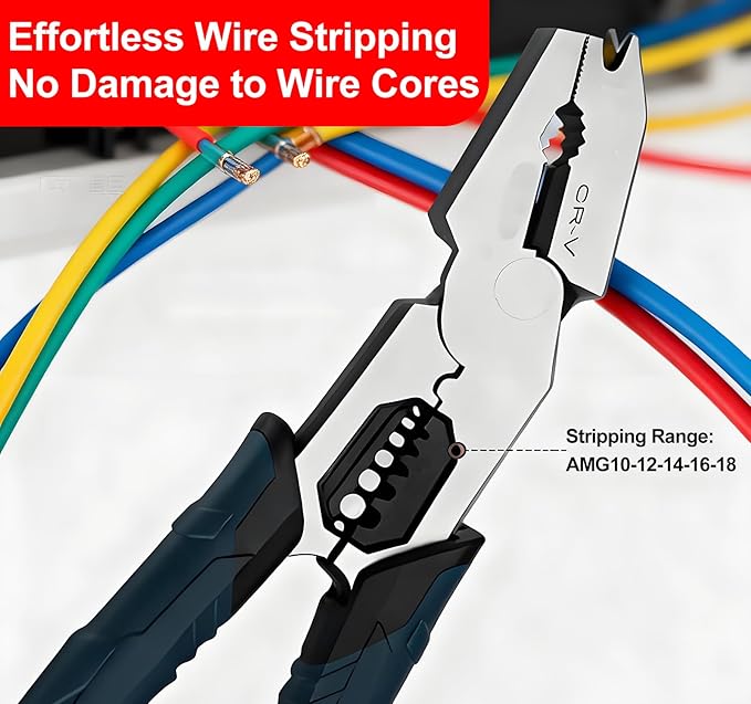 Industrial-Grade Multi-Function Cutting Pliers, 9-in-1 Heavy Duty Wire Cutter & Stripper with Crimper, Nail Puller, Compound Action Tool for Electricians & DIY (2)