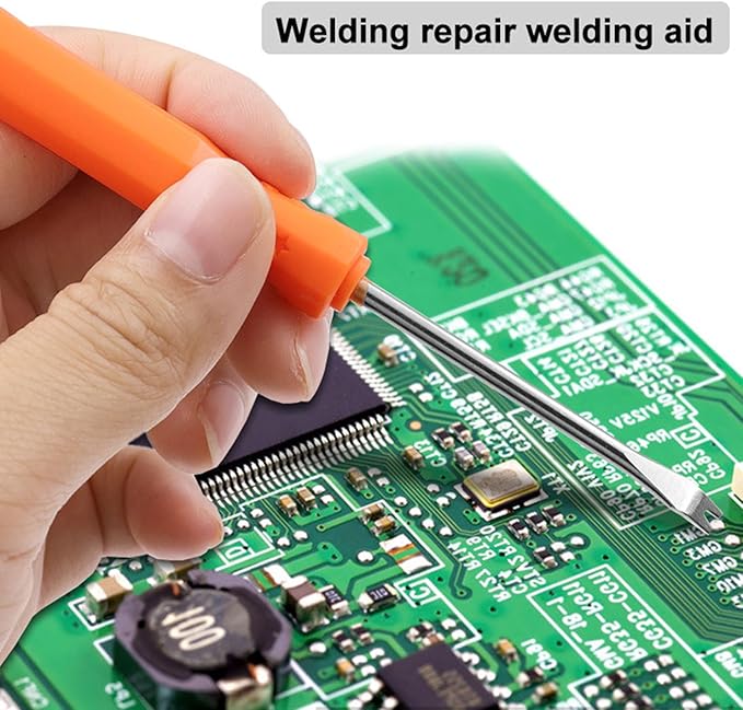 Maxmoral 6PCS 180mm Orange Stainless Steel Double Sided Welding Aid Repair Tool Circuit Board Repair Tweezers for Electronic Maintenance