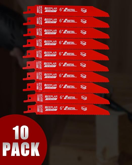 10 Pack 6 inch 14/18 TPI Bi-Metal Auto Dismantling Sawzall Blade for Metal, 6??18-TPI Reciprocating Saw Blades
