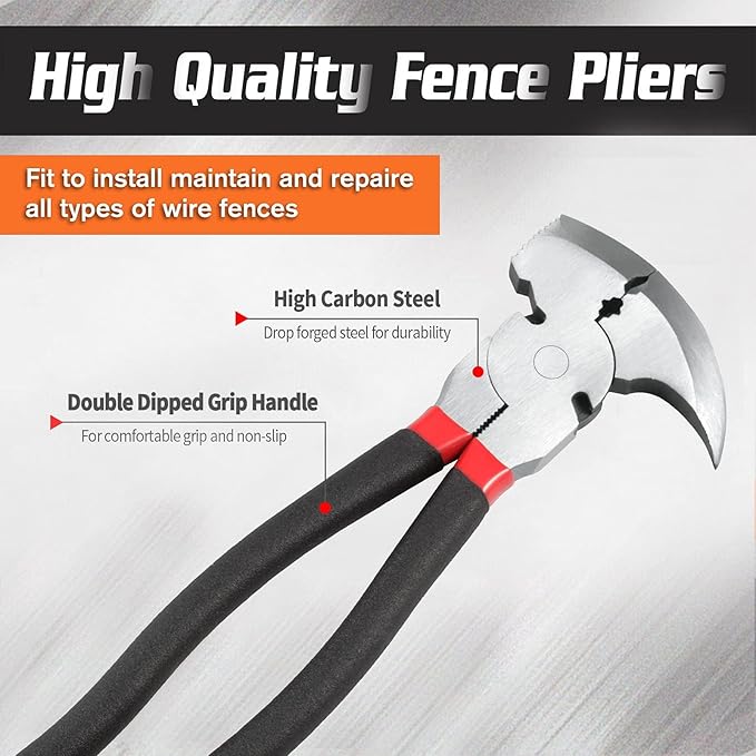 SPEEDWOX 10.5 Inch Fencing Pliers Staple Puller Fence Solid Joint Pliers Fence Pliers Fencing Pliers Fence Tool Pliers Heavy Duty Fence Pliers Multi Purpose Fence Tool Fencing Pliers with Hammer Head