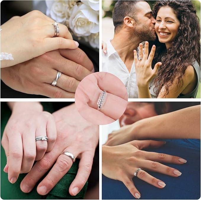 Anpro Ring Sizer Adjusters for Loose Rings - 15-Pack Multiple Styles, Invisible Spacer Guards & Tighteners for Women, Fits Almost Any Ring