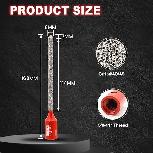 DT-DIATOOL Diamond Mortar Raking Bit - Tuck Pointing Bit with Carbide Tipped for Granite Marble Concrete Masonry Stone Removals Vacuum Brazed Bit 5/8-11 Thread(8 * 121mm)