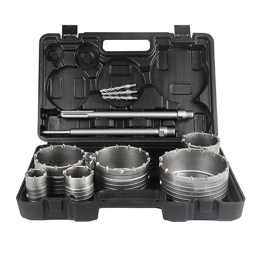 BINOTA 13PCS Concrete Hole Saw Kit, Rotary Hammer Core Bit Hole Saw, with SDS Plus and SDS Max Shank, for Concrete Cement Brick Wall Stone Masonry, Core bit Set 40 55 80 100 110 130 mm