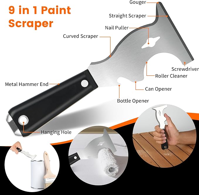 Drywall Knife Set, 7PCS Drywall Tools with Mud Pan, Stainless Steel 2??3??4??6??10??12??Knife Set Putty Knives, Taping Knives, Painter Scraper, 12??Mud Pan, Spackle Tool Kit for Repairing Work