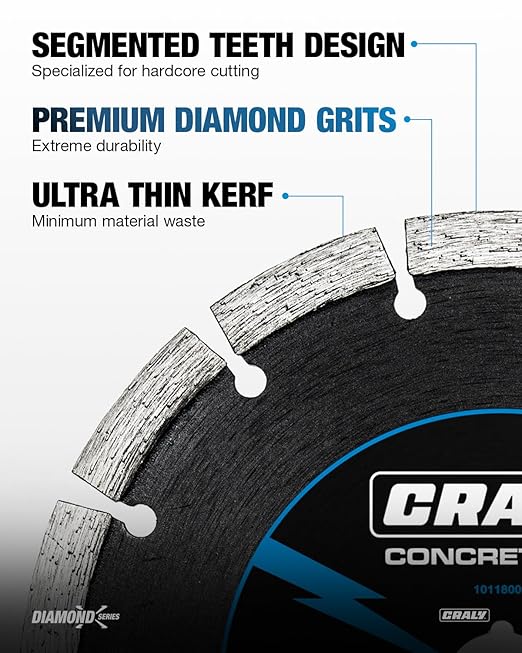 CRALY 7 Inch Super Thin Segmented Diamond Blade, 7/8 in Arbor, 7'' Diamond Stone Blade for Angle Grinder & Masonry Saw, Diamond Cutting Wheel for Cutting Concrete, Brick, Granite, Block