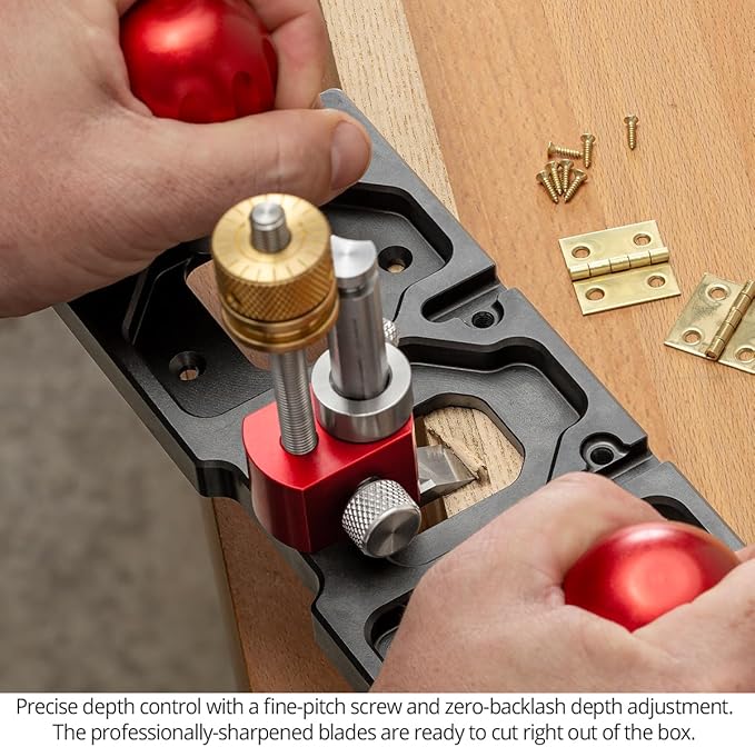 Woodpeckers Router Plane, Precision Woodworking Tool for Joinery, 3 Mount Positions, Zero-Backlash Thumbwheel, Spear & Straight Blades, Ductile Iron Base - WRP