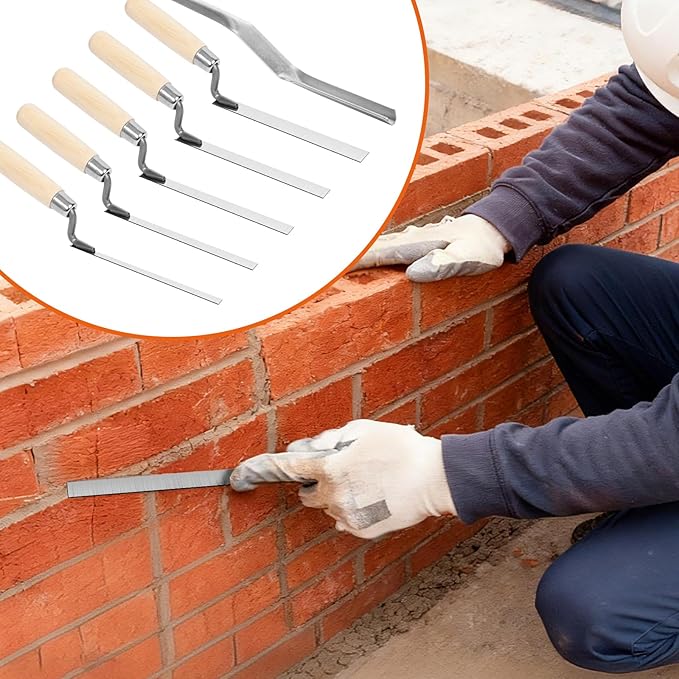 6 Pcs Tuck Pointer Trowel Set, Pointing Trowel Brick Jointer Cement Tool, Mortar Repair and Masonry Tools for Tuck Pointing