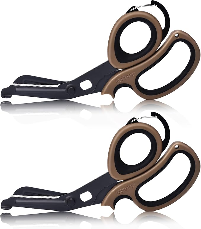 MEUUT 2 Pack Medical Scissors Trauma Shears with Carabiner design, 7.5" Fluoride Coated Non-stick Blades Bandage Scissor for Nurses, EMT, Household, outdoors