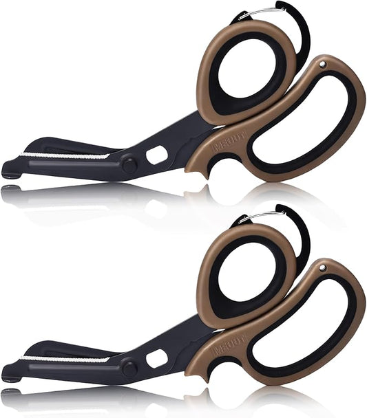 MEUUT 2 Pack Medical Scissors Trauma Shears with Carabiner design, 7.5" Fluoride Coated Non-stick Blades Bandage Scissor for Nurses, EMT, Household, outdoors