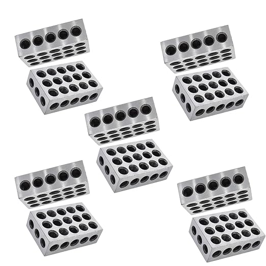 5 Pair of 1-2-3 Blocks Matched Pair with 23 Holes Precision Machinist Milling 0.0002In for Milling Machine Jig
