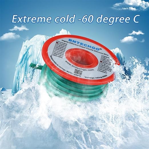 BNTECHGO 14 Gauge Silicone Wire Spool 40 ft Green Flexible 14 AWG Stranded Tinned Copper Wire