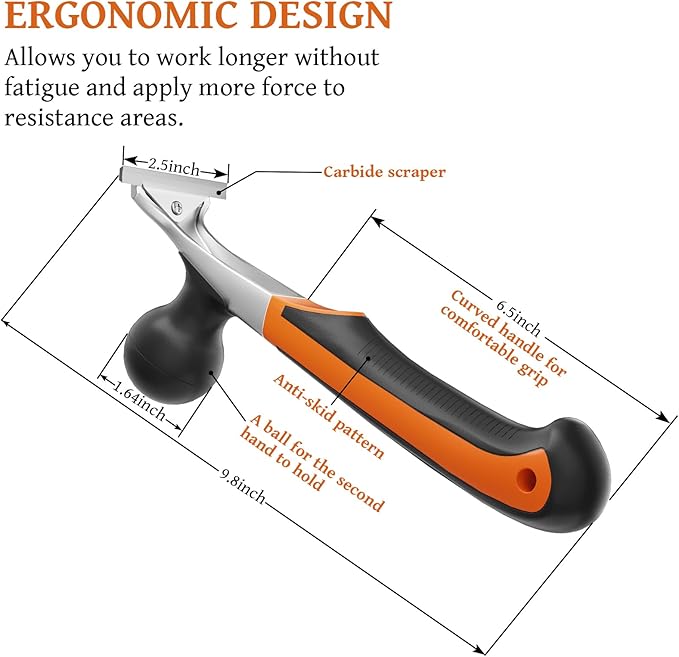 ?똏remium 2.5" Carbide Scraper Tool ??Heavy Duty Paint, Glue, Varnish, Resin, Putty Remover for Wood, Metal, Tile, Concrete & More ??Ergonomic Non-Slip Handle, Sharp Durable Blade