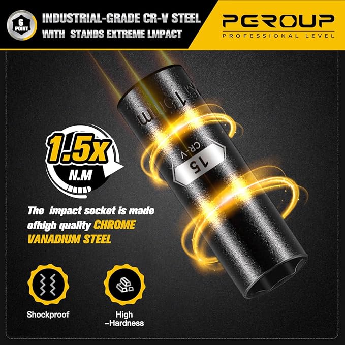 66 PCS 1/2 Inch Drive Impact Socket Set, Standard SAE (3/8"-1-1/4") And Metric (10-24mm) Size, 6 Point Deep & Shallow Sockets竊똌aster Grade Cr-V Steel With Heavy Duty Storage Case