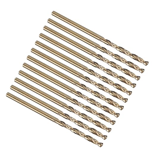PATIKIL 1.5mm Drill Bit, Jobber Straight Shank M35 Cobalt 5% High-Speed Steel 135째 Gold Finish for Stainless Steel Hard Metal - 12 Pack