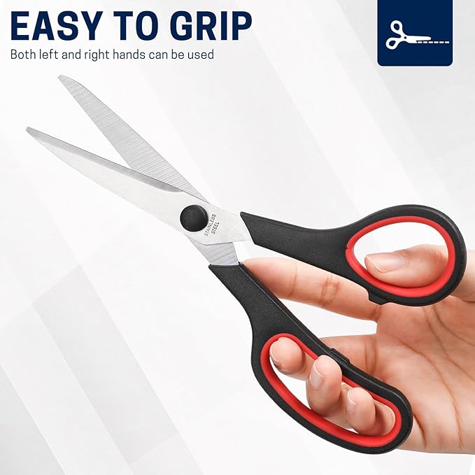 8" 20 Pack All Purpose Heavy Duty Scissors- Comfort-Grip Sharp Scissors for Office School Sewing Fabric Craft High/Middle School Student Teacher Scissor, Right/Left Hand