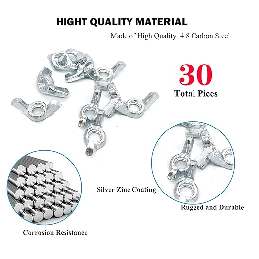 30 PCS 5/16-18 Inch Wingnuts, Quality Carbon Steel Wing Nuts Zinc Plated Fasteners Parts Butterfly Nut, Hand Twist Tighten Hardware Nuts Butterfly Wing-Nut 5/16-18??Assorted Kit