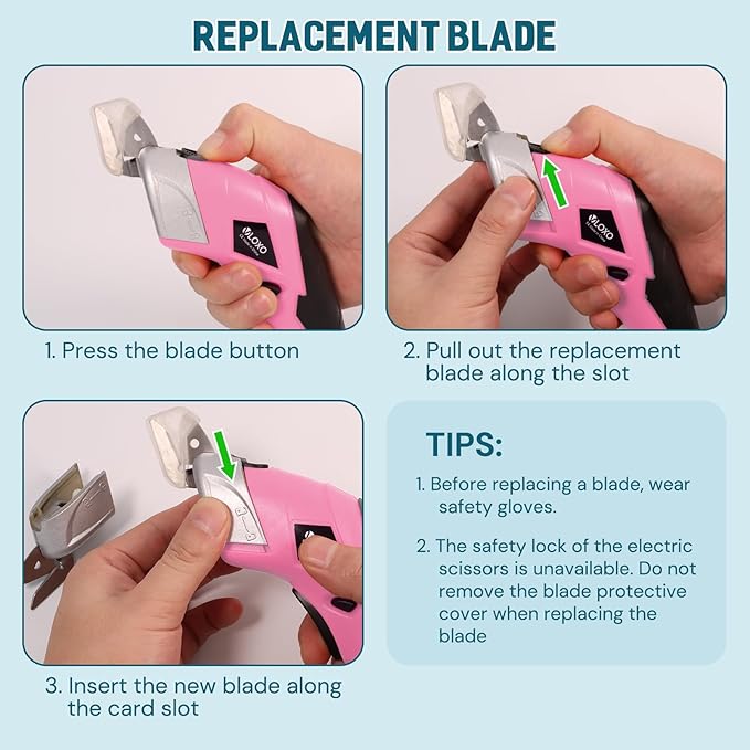 VLOXO Cordless Electric Scissors Cardboard Cutter with 2 Type Blades Rechargeable Powerful Shears Cutting Tool for Fabric Electric Box Cutter Leather Felt with Charger & Storage Box-Pink
