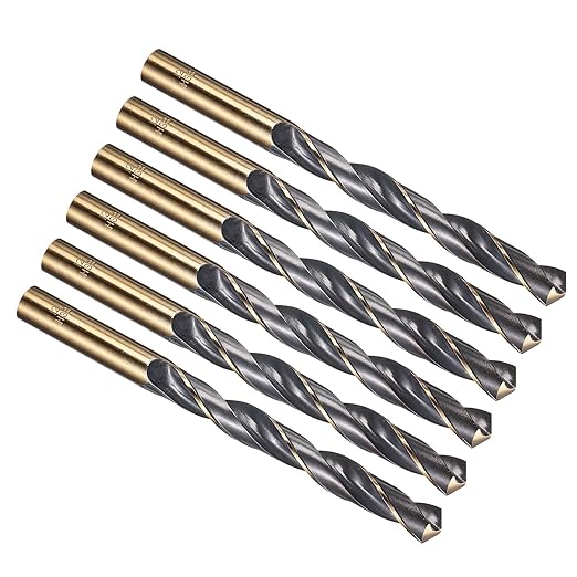 PATIKIL 12mm Drill Bit, Jobber Straight Shank 4341 High-Speed Steel 118째 Black and Gold Finish for Medium-Hard Metal Steel Acrylic - 6 Pack