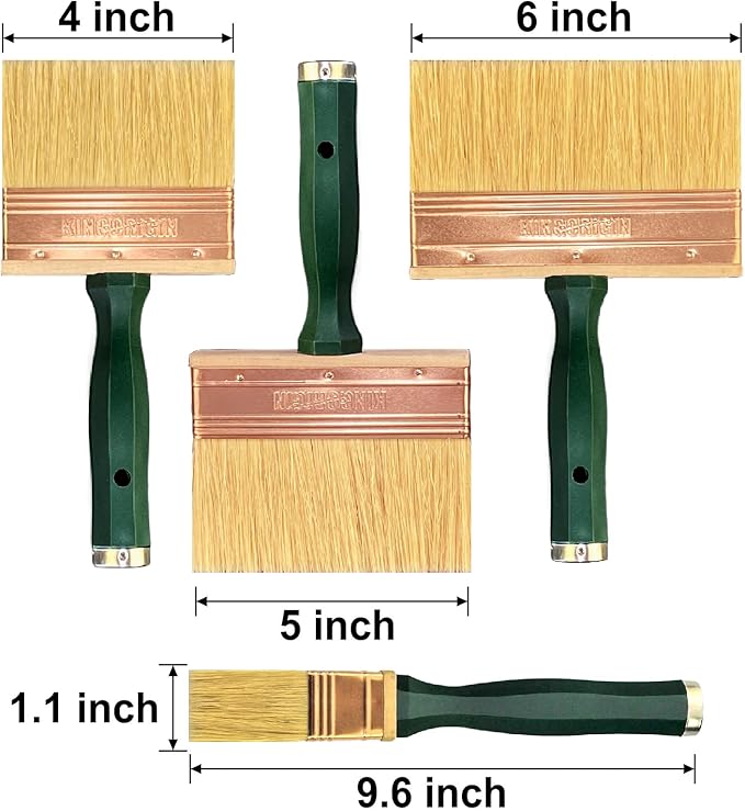 Deck Stain Brush Set, 3 Pack Large Paint Brushes (4", 5", 6") with Threaded Extension Hole, Deck Stain Applicator, Masonry Brush, Stain Brushes for Wood Deck, Fence, Walls and Furniture