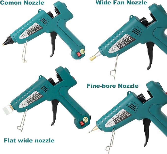 Professional Hot Glue Gun Kit with Case, Full Size Hot Glue Guns Luxury Set with 4Pcs Different Interchangeable Copper Nozzle Set and Glue gun Sticks 12Pcs