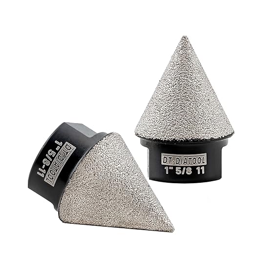 DT-DIATOOL Diamond Beveling Chamfer Bit 1 Inch, 2-Pack for Tile Porcelain Ceramic Granite Marble Existing Holes Enlarging Polishing Shaping Trimming Repairing