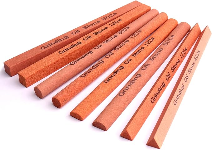 Sharpening Stone Set,8pcs 120#,600# Sanding Sticks Knife Whetstone White Corundum Oil Stone for Knife,Most Bladed&Cutting Tool (5.91x0.39 inch-Multi)
