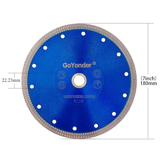 GoYonder 7 Inch Super Thin Diamond Saw Blade for Cutting Porcelain Tiles,Granite Marble Ceramics (7"-Blue-2PCS)