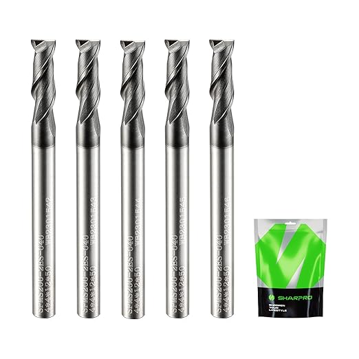 4MM End Mills 4MM Shank, 2 Flute Carbide Square Endmill with AlCrN Coated, Upcut Spiral CNC Router Bits for Alloy Steel, Metal and Stainless Steel（5PCS）
