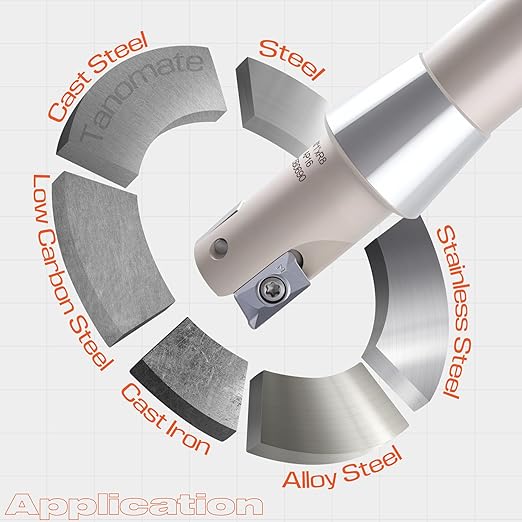Indexable End Mill Nickel Plated 1" Cutting Diameter x 5-27/32" Oal 90 Degree, R8 Shank, Includes 2 APKT1604 Carbide Inserts