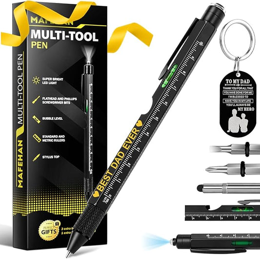 Father?셲 Day Gifts for Dad ??9-in-1 Multi-Tool Pen with Engraved Keychain, Unique Dad Gifts from Daughter Son Wife ??Birthday Gift for Men Who Have Everything, Handy Gadgets for Husband & Grandpa