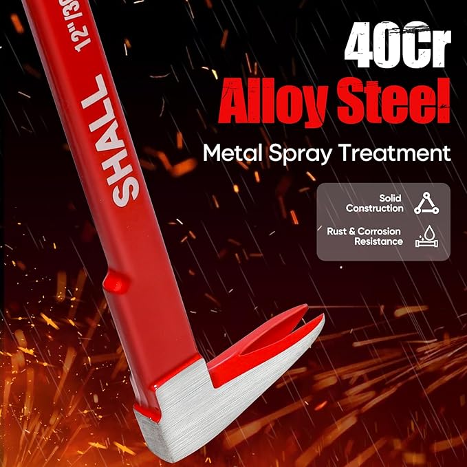SHALL 3-Piece Nail Puller Tool Set, 12?쇺? 10?쇺? 8?쇺?- Heavy Duty & Mini Cats Paw Pry Bar, Utility Claw Bar, Wonder Bar, 40Cr Alloy Steel Crowbar Tool for Home Remolding & Woodworking