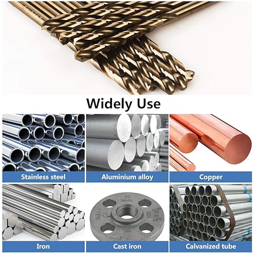 3/16 Inch HSS Twist Drill Bits 10Pcs, HPHOPE 3/16" Jobber Drill Bits Set, Straight Round Shank, Suitable for Drilling in Hard Metal, Stainless Steel, Cast Iron