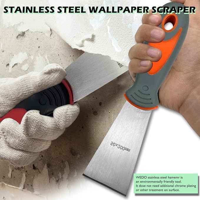 WEDO Putty Knife Scraper,1" Stainless Steel Scraper,25mm Dry Wall Taping Knife with Ergonomical Handle,Scraper Tool for Plaster Scraping Drywall Finishing,Length 200mm(8"),Corrosion Resistant