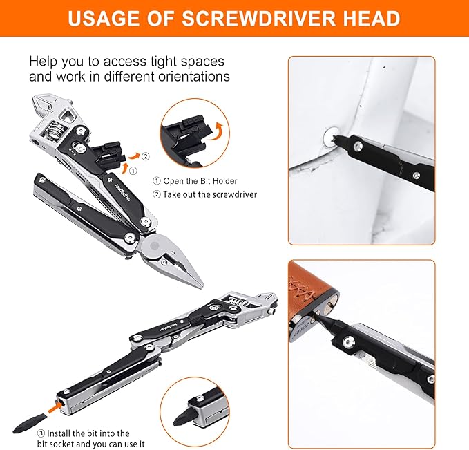 NexTool W4 Adjustable Ratchet Wrench Multitool, 11-IN-1 Foldable EDC Tool with Pliers, Knife, Saw and Screwdriver, Multi Tool for Camping, DIY, and Gifts for Him