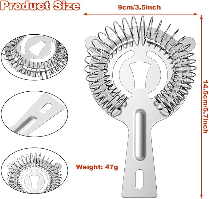 16 Pcs Bar Bartender Strainer, 2 Prong Cocktail Strainer Bulk, Stainless Steel Drink Cocktail Strainers, Silver Shaker Ice Bar Shelf or Bartenders Mixologists Drinking Water Filtering