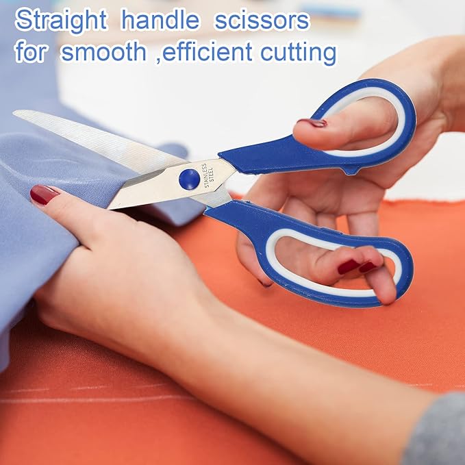 96 Pcs Scissors Bulk 8" School Fabric Scissors Comfortable Grip Handle for Office Home School Sewing Craft Fabric Supplies with Soft Handle Right/Left Handed