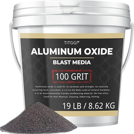 #100Grit Aluminum Oxide Blast Media (19LBS/8.6kg) - Premium Long-Lasting Sand Blasting Media, High Abrasive Force Sand Blaster Sand for Metal, Sandblasters, Blasting Cabinet, Blasting Guns - by TITGGI