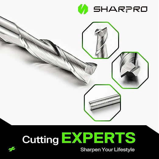 Spiral Upcut Router Bit 1/4 Inch Shank 1/4 Inch Cutting Dia. 1'' CL. Extra Long 2-1/4'' OVL. Solid Carbide Up Cut 1/4 CNC Router Bits, Ideal for Wood Inlay, Plunge Plastic