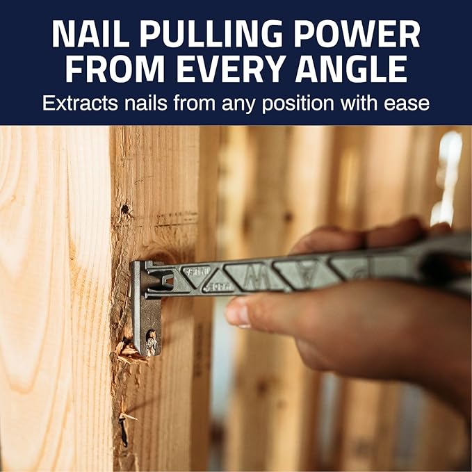 Boss Hammer 9??Boss Paw - Construction-Grade Steel Cats Paw Nail Puller with 4 Points of Pull, 13mm Hex Wrench & Striking Face - Ideal for Framing, Carpentry, and Demo Work - Made in USA - BPST