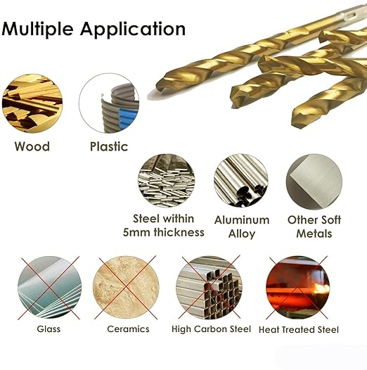 27Pcs Set Masonry Drill Bit HSS Titanium Coated Drill Bit and Screwdriver Bits Drill Metal Steel Mason Concrete Stone